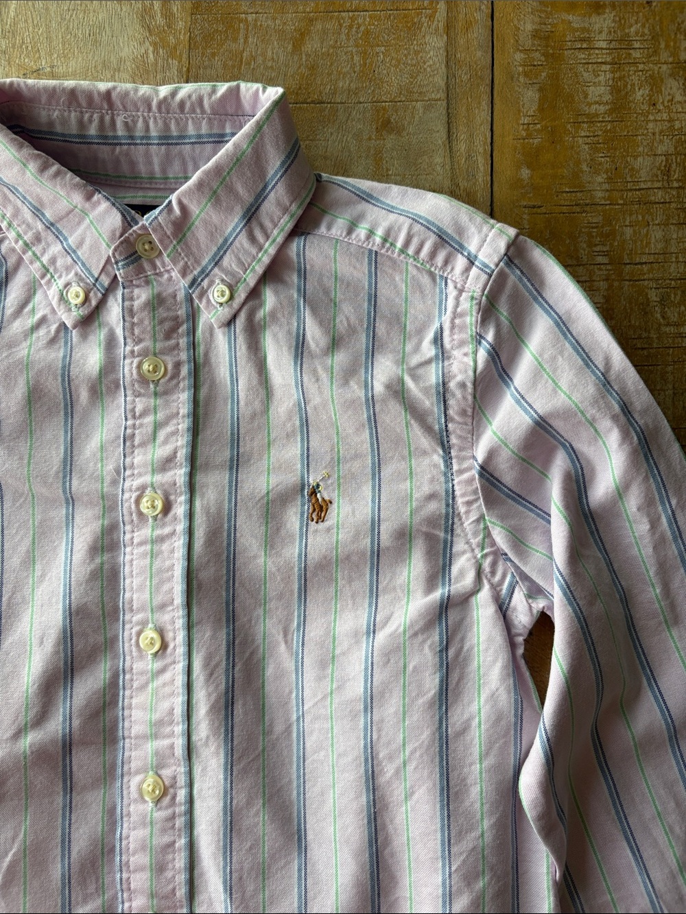Ralph Lauren Boys Pastel Pink Stripe Shirt S(8)